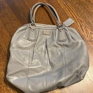 Grey used leather coach bag